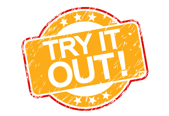 Try it out logo in yellow color